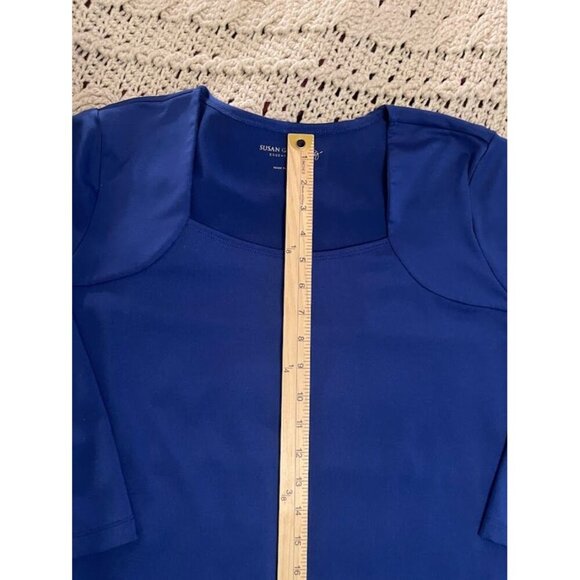 Susan Graver Essentials 1X Blue‎ 3/4 Sleeve Top - Picture 5 of 12
